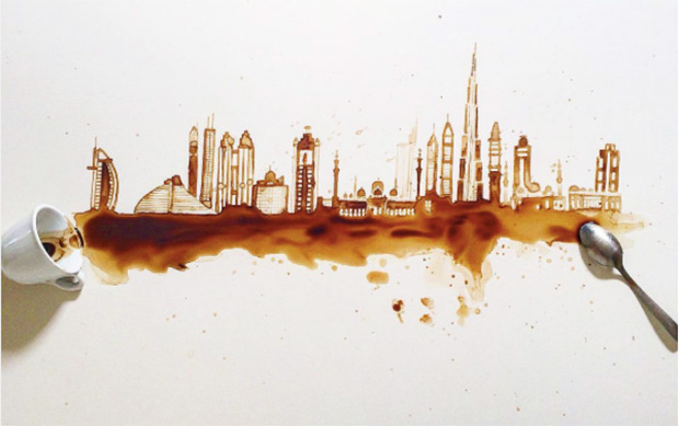 La artista de las manchas de café (y de vino, tomate…)